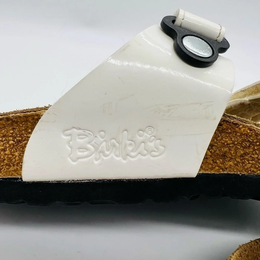 BIRKIES UNISEX WHITE VELCRO SLIP ON SANDALS SIZE W6 M4 - Picture 13 of 14